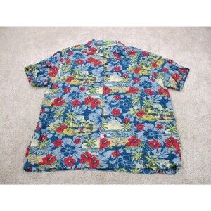 Disney Parks Shirt Mens Large Mickey Mouse Pluto Surfing Tiki Hawaiian Aloha